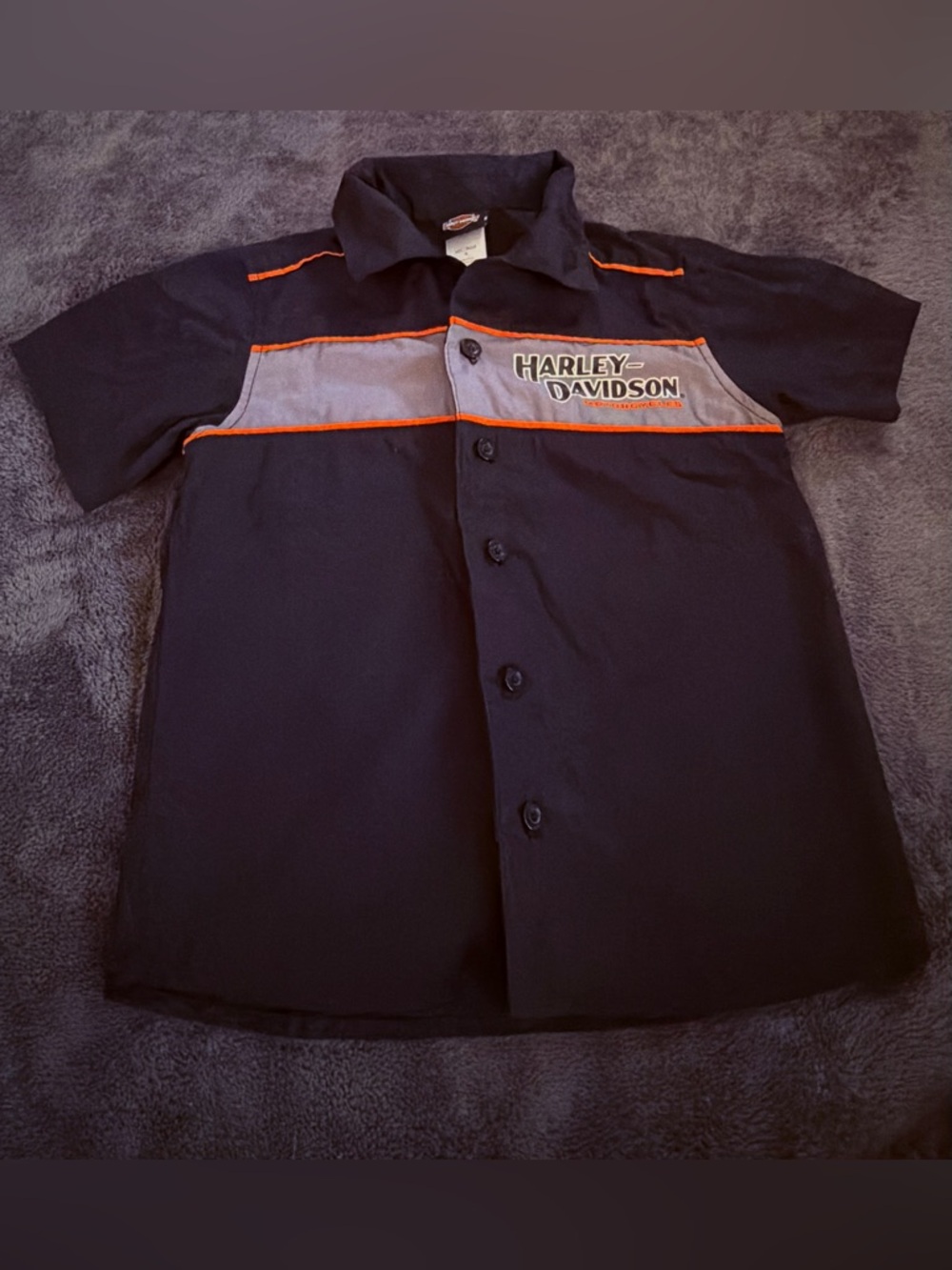 Harley Davidson Button Collar Shirt Kids Size Small 4